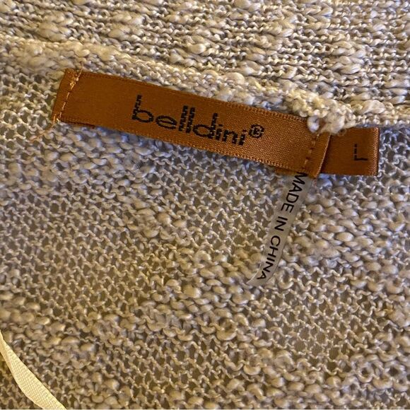 Belldini Duster Sleeveless Cardigan Size L Beige Asymmetrical Hem Boho Hippie - Picture 10 of 12